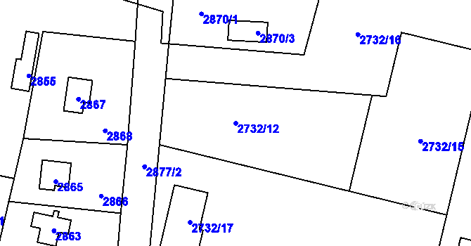 Parcela st. 2732/12 v KÚ Řevnice, Katastrální mapa