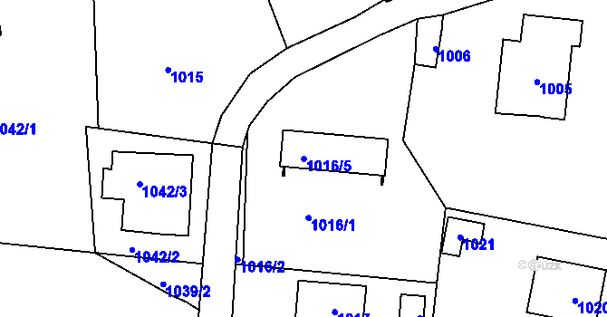Parcela st. 1016/5 v KÚ Řevnice, Katastrální mapa