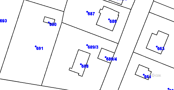 Parcela st. 689/3 v KÚ Řevnice, Katastrální mapa