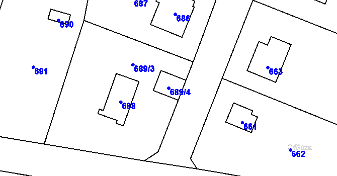 Parcela st. 689/4 v KÚ Řevnice, Katastrální mapa