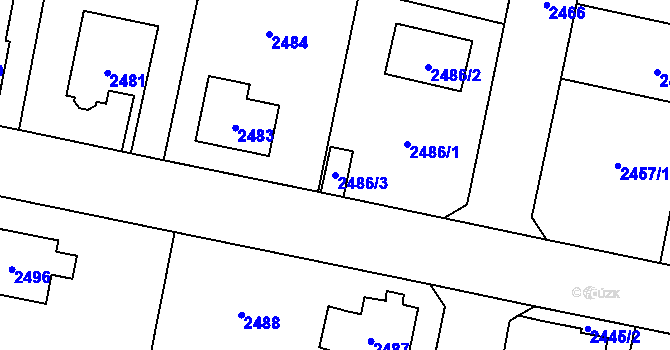 Parcela st. 2486/3 v KÚ Řevnice, Katastrální mapa