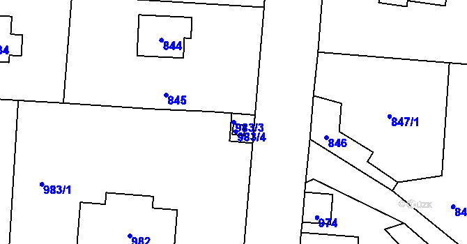 Parcela st. 983/3 v KÚ Řevnice, Katastrální mapa