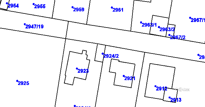 Parcela st. 2924/2 v KÚ Řevnice, Katastrální mapa