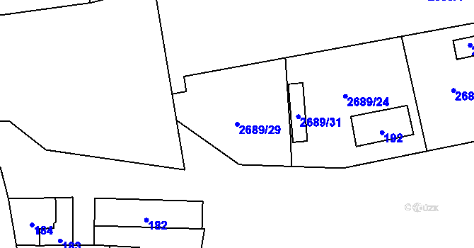 Parcela st. 2689/29 v KÚ Řevnice, Katastrální mapa