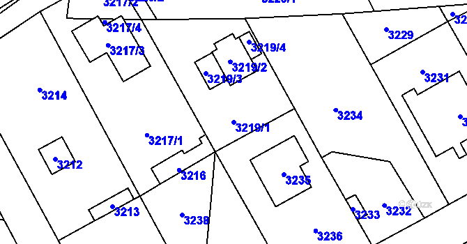 Parcela st. 3219/1 v KÚ Řevnice, Katastrální mapa
