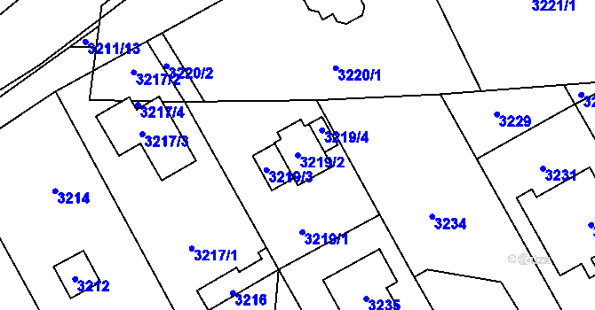 Parcela st. 3219/2 v KÚ Řevnice, Katastrální mapa