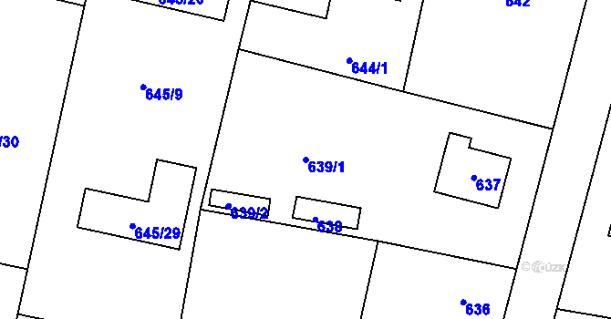 Parcela st. 639/1 v KÚ Řevnice, Katastrální mapa