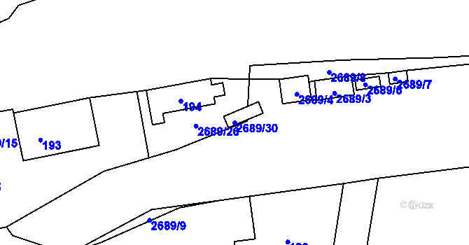 Parcela st. 2689/30 v KÚ Řevnice, Katastrální mapa