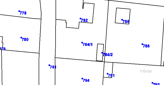 Parcela st. 784/1 v KÚ Řevnice, Katastrální mapa