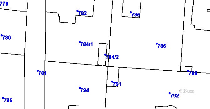 Parcela st. 784/2 v KÚ Řevnice, Katastrální mapa