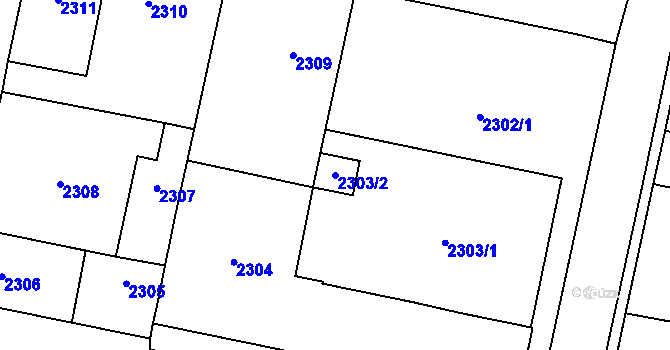 Parcela st. 2303/2 v KÚ Řevnice, Katastrální mapa