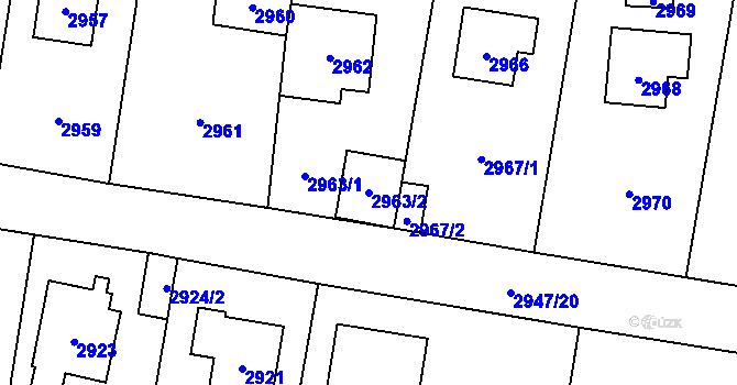 Parcela st. 2963/2 v KÚ Řevnice, Katastrální mapa