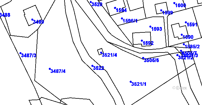 Parcela st. 3521/4 v KÚ Řevnice, Katastrální mapa