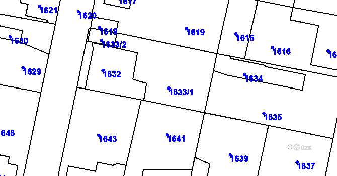 Parcela st. 1633/1 v KÚ Řevnice, Katastrální mapa