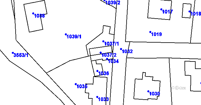 Parcela st. 1037/2 v KÚ Řevnice, Katastrální mapa