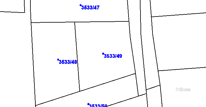 Parcela st. 3533/49 v KÚ Řevnice, Katastrální mapa