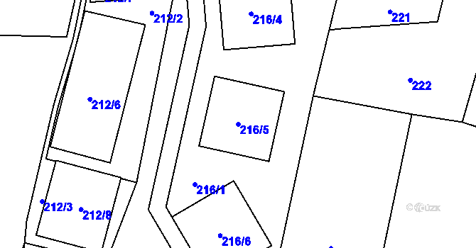 Parcela st. 216/5 v KÚ Řevnice, Katastrální mapa