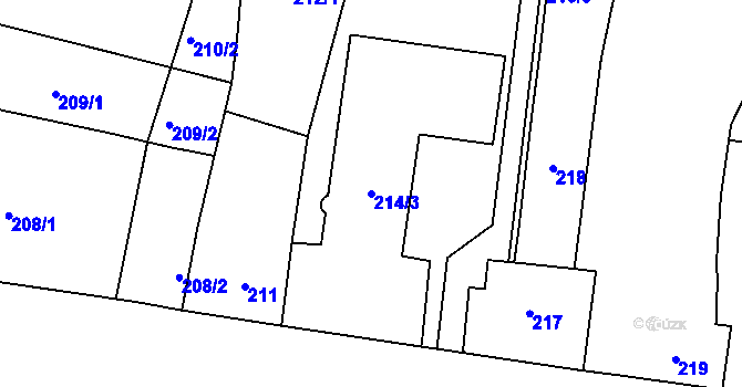 Parcela st. 214/3 v KÚ Řevnice, Katastrální mapa