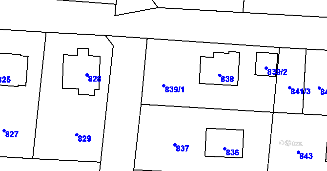 Parcela st. 839/1 v KÚ Řevnice, Katastrální mapa