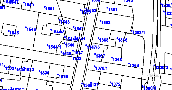 Parcela st. 1347/3 v KÚ Řevnice, Katastrální mapa