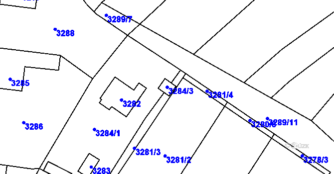 Parcela st. 3284/3 v KÚ Řevnice, Katastrální mapa
