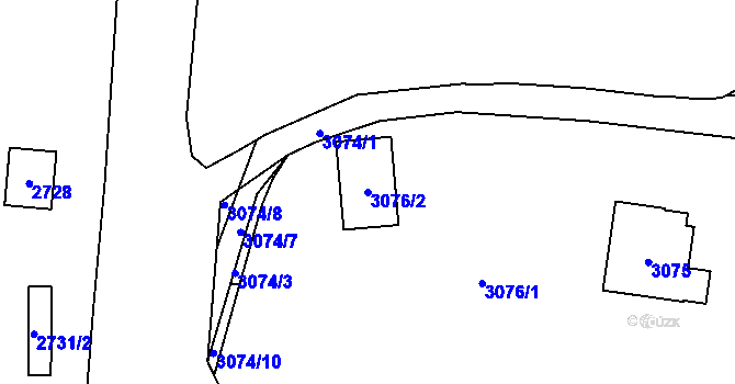 Parcela st. 3076/2 v KÚ Řevnice, Katastrální mapa