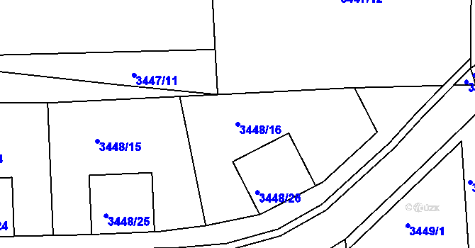 Parcela st. 3448/16 v KÚ Řevnice, Katastrální mapa