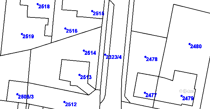 Parcela st. 2323/4 v KÚ Řevnice, Katastrální mapa