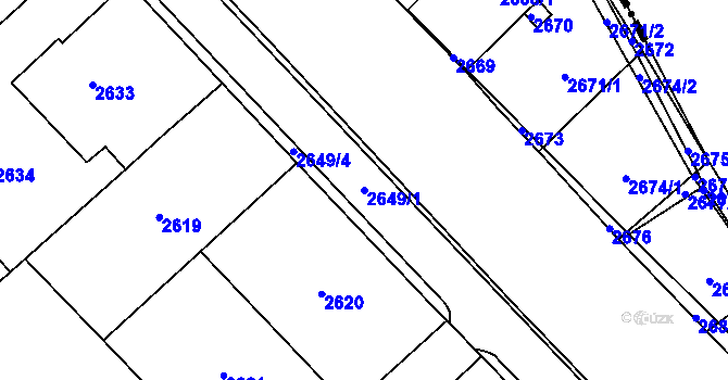 Parcela st. 2649/1 v KÚ Řevnice, Katastrální mapa