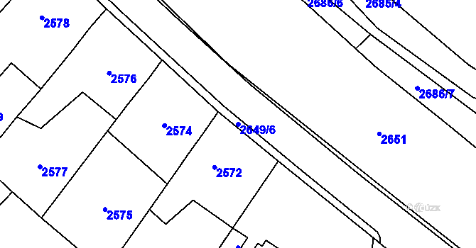 Parcela st. 2649/6 v KÚ Řevnice, Katastrální mapa