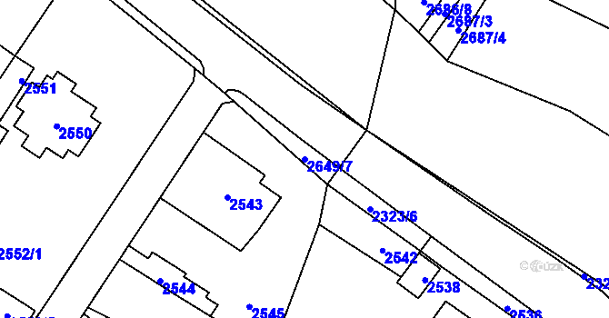 Parcela st. 2649/7 v KÚ Řevnice, Katastrální mapa