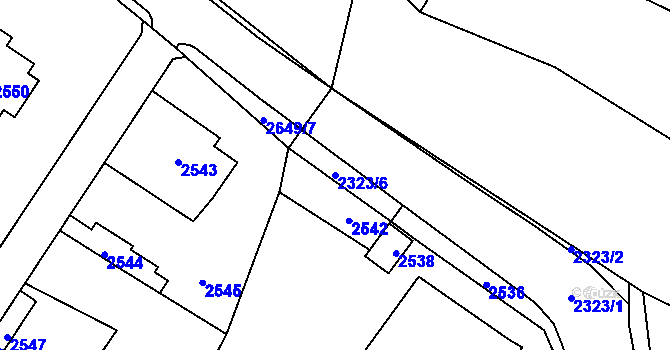 Parcela st. 2323/6 v KÚ Řevnice, Katastrální mapa