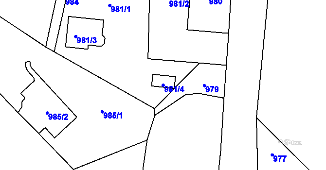 Parcela st. 981/4 v KÚ Řevnice, Katastrální mapa
