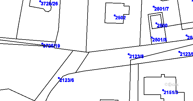 Parcela st. 2123/18 v KÚ Řevnice, Katastrální mapa