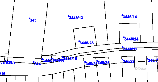 Parcela st. 3448/23 v KÚ Řevnice, Katastrální mapa