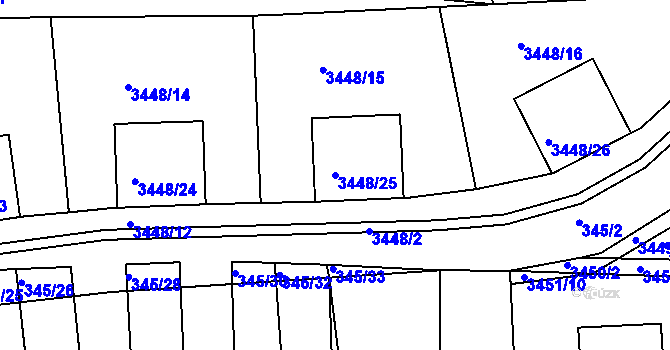 Parcela st. 3448/25 v KÚ Řevnice, Katastrální mapa