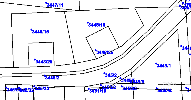 Parcela st. 3448/26 v KÚ Řevnice, Katastrální mapa