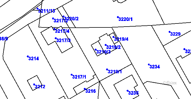Parcela st. 3219/3 v KÚ Řevnice, Katastrální mapa