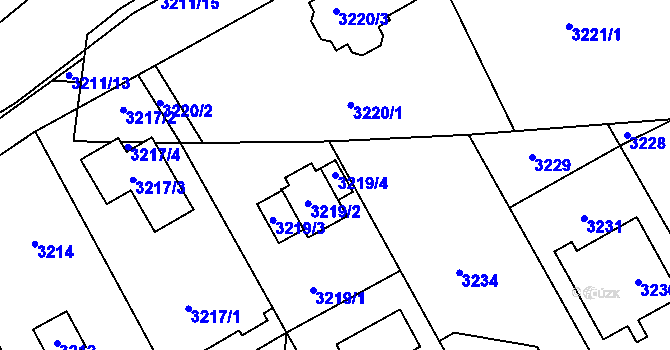 Parcela st. 3219/4 v KÚ Řevnice, Katastrální mapa