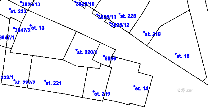 Parcela st. 220/2 v KÚ Řevničov, Katastrální mapa