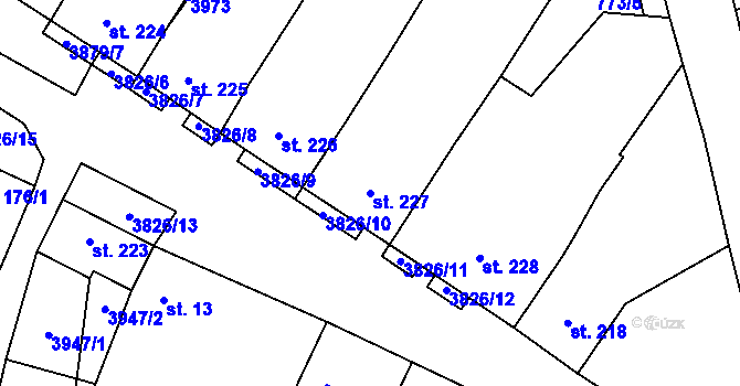 Parcela st. 227 v KÚ Řevničov, Katastrální mapa