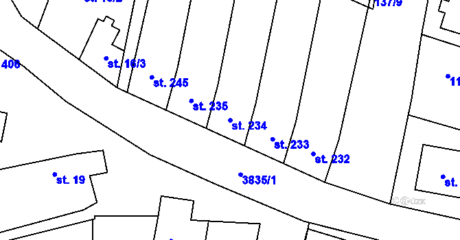 Parcela st. 234 v KÚ Řevničov, Katastrální mapa