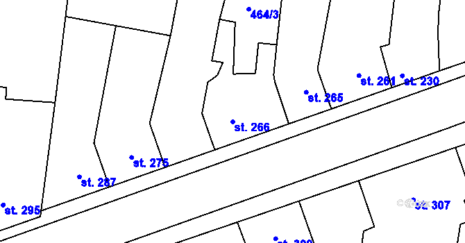 Parcela st. 266 v KÚ Řevničov, Katastrální mapa