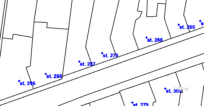Parcela st. 275 v KÚ Řevničov, Katastrální mapa