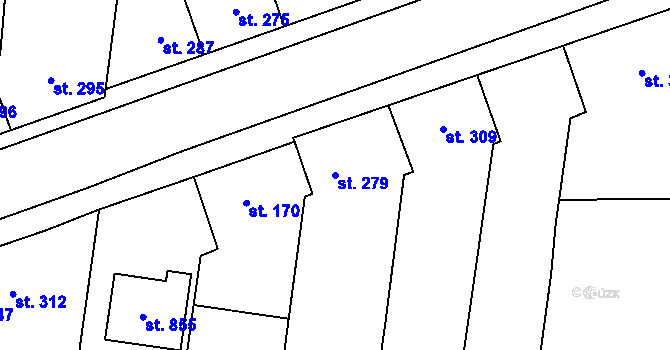 Parcela st. 279 v KÚ Řevničov, Katastrální mapa