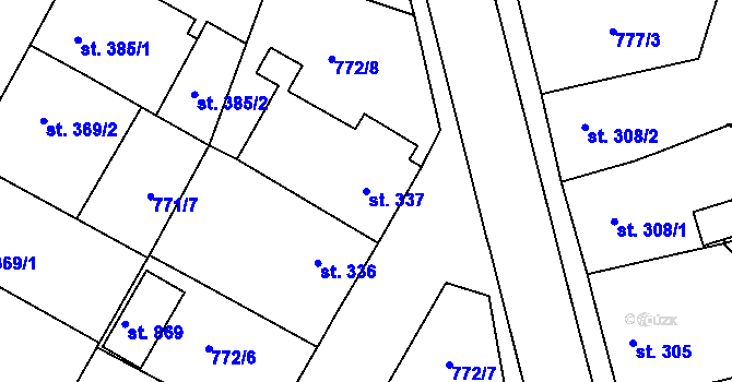 Parcela st. 337 v KÚ Řevničov, Katastrální mapa