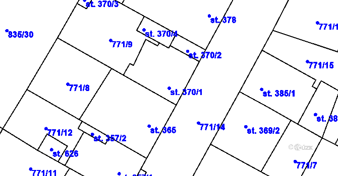 Parcela st. 370/1 v KÚ Řevničov, Katastrální mapa
