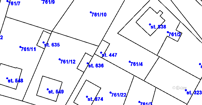 Parcela st. 447 v KÚ Řevničov, Katastrální mapa