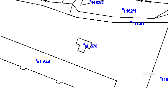Parcela st. 578 v KÚ Řevničov, Katastrální mapa