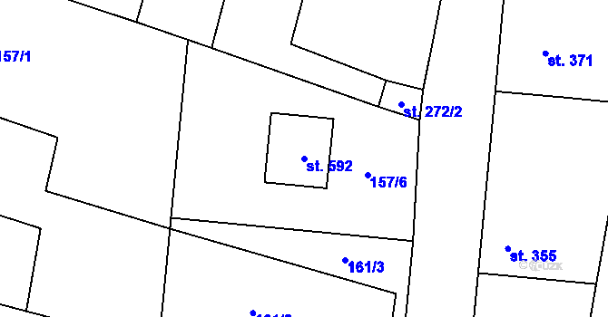 Parcela st. 592 v KÚ Řevničov, Katastrální mapa